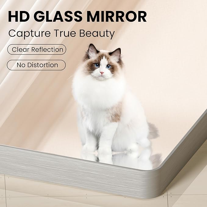 Brushed Nickel Bathroom Mirror 24x36 Inch, Brushed Silver Metal Frame Mirror Wall Mounted, Rounded Rectangle Bathroom Vanity Mirror, Tempered Glass, Anti-Rust, Horizontal/Vertical