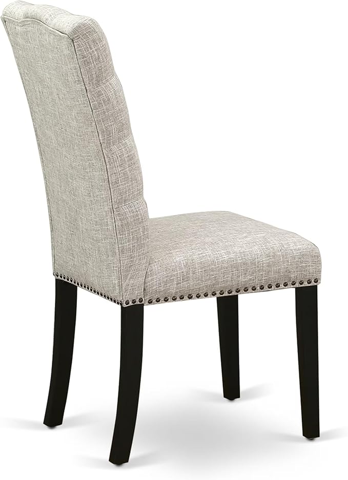 East West Furniture V697EL635-7 7 Piece Kitchen Table & Chairs Set Consist of a Rectangle Dining Room Table with V-Legs and 6 Doeskin Linen Fabric Parson Chairs, 40x72 Inch, Multi-Color