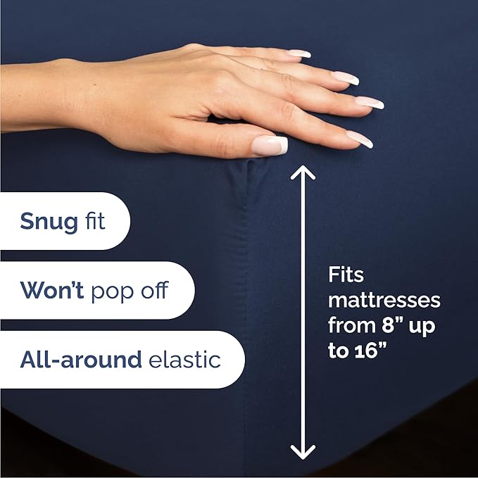 Cal King Size 4 Piece Sheet Set - Comfy Breathable & Cooling Bed Sheets Set - Hotel Luxury Bedding for Women, Men, Kids, Teens, Boys & Girls - Deep Pockets, Soft, Wrinkle Free - Oeko-Tex - Navy Blue