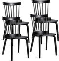 Unovivy Wood Dining Chairs Set of 4, Farmhouse Spindle Back, Widen Seat, Modern Mid-Century Country Style, for Living Room Restaurant, Black
