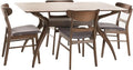 Christopher Knight Home Idalia Curved Leg Rectangular Dining Set, 5-Pcs Set, Natural Walnut / Dark Grey