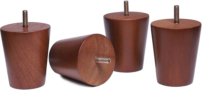 Round Wood Sofa/Couch/Chair/Ottoman Solid Wood Leg Walnut Finish (3 Inches,Set of 4)