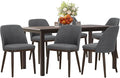 COLAMY 60 Inch Rectangular Kitchen Dining Table for 6, Modern Farmhouse Dining Table Set for 6, Wood Dining Table and Upholstered Dining Chairs for Kitchen, Dining Room, Restaurant, Brown/Light Grey