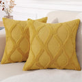 decorUhome Fall Throw Pillow Covers 20x20 Inch Set of 2, Soft Plush Faux Fur Wool Mustard Yellow Couch Pillow Covers, Decorative Neutral Pillow Cases for Bed Sofa Living Room Home Decor