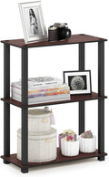 Furinno Turn-S-Tube 3-Tier Compact Multipurpose Shelf Display Rack with Square Tube, Dark Cherry/Black