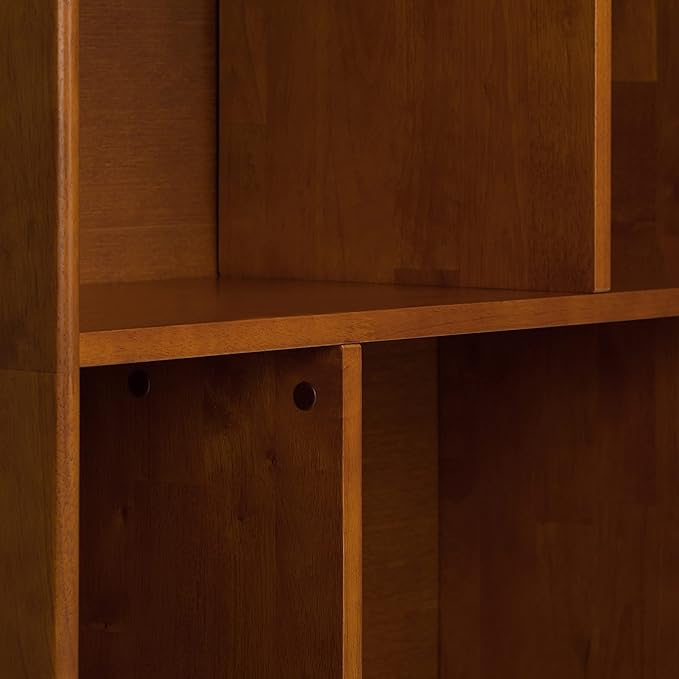 SIMPLIHOME Draper Bookcase - 64 inch Tall Solid Hardwood Wide Storage Bookshelf in Teak Brown, Mid-Century Modern Storage for Living Room, Study Room or Office with Adjustable Shelves and Tapered Legs