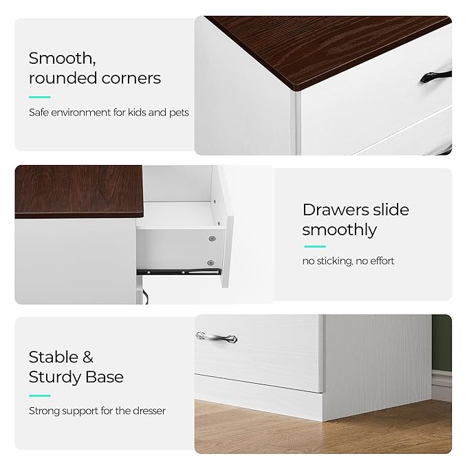 LINSY HOME 9 Drawer Dresser for Bedroom, 54" Wide Chest of Drawers, Modern TV Stand Dressers with Wood Frame and Metal Handles, Large Drawer Organizer for Bedroom, Living Room, White