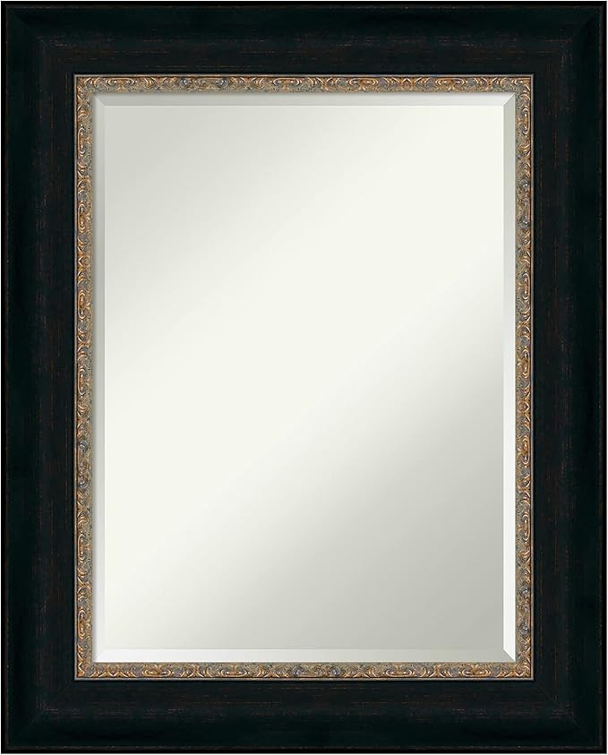 Amanti Art Bronze Bathroom Mirror for Over Sink, 31x25 Paragon Bronze Rectangle Vanity Mirror, Medium Traditional Frame, Hangs Horizonally and Vertically, Bathroom Wall Decor, Beveled Edge