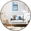 36 inch Circle Wall Mirror, Brushed Bronze Metal Framed Round Mirror for Bathroom Vanity, Bedroom Decor, Living Room, Entryway