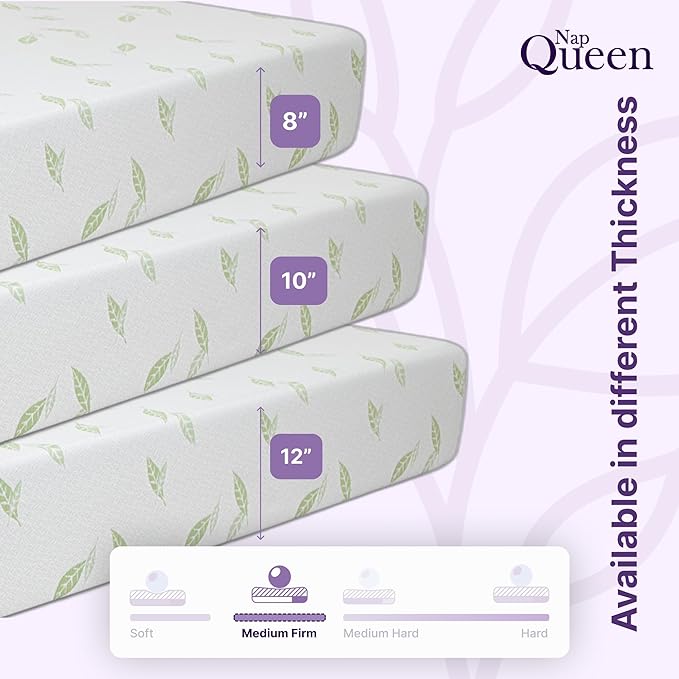 NapQueen Twin XL Size Mattress, 6 Inch Anula Green Tea Infused Memory Foam Mattress, CertiPUR-US Certified