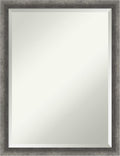 Amanti Art Grey Wall Mirror 26x20 Burnished Concrete Narrow Rectangle Bathroom Mirror for Wall Decor Living Room, Medium Modern Contemporary Wood Frame, Hangs Horizonally and Vertically, Bathroom