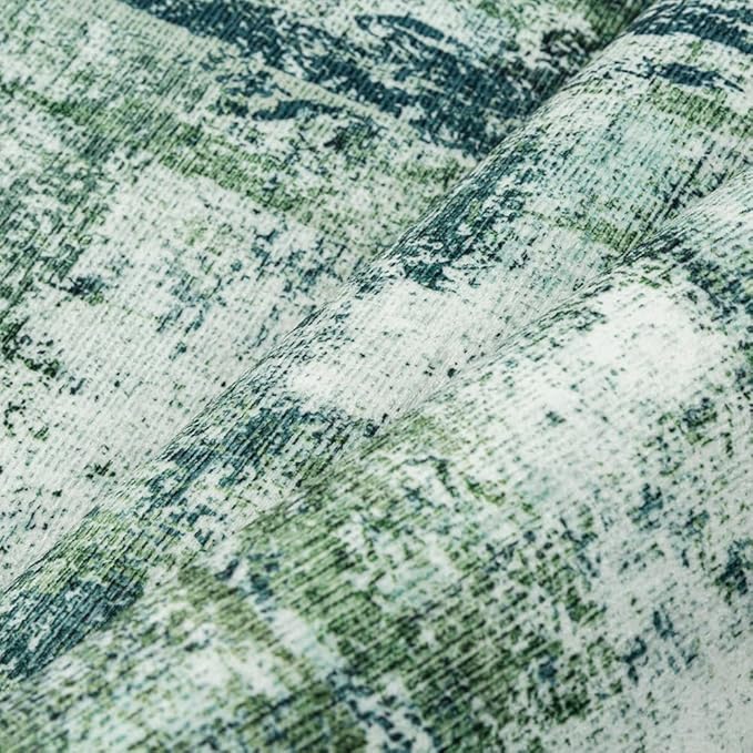 9x12 Area Rug Dark Green Modern Neutral Abstract Living Room Bedroom Indoor Floor Carpet Low Pile Soft Non-Slip Lightweight Vacuumable Washable Large Throw Rug for Nursery Dining Room