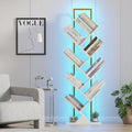 Tree Book Shelf with LED Lights, 9 Tier Floor Standing Bookcase, Classical Corner Shelf Kids Bookshelf, Tall Wood Book Storage for Bedroom, Living Room, Home Office, White