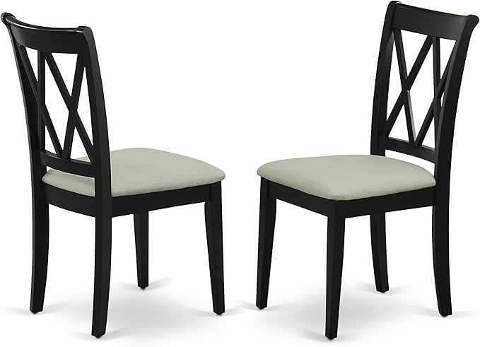 East West Furniture DUCL5-BLK-C 5 Piece Kitchen Table & Chairs Set Includes a Rectangle Dining Table and 4 Linen Fabric Dining Room Chairs, 36x60 Inch, Black