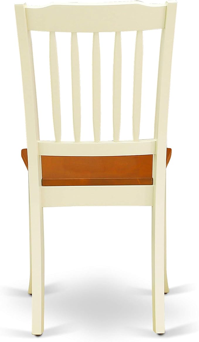 East West Furniture DODA5-BMK-W 5 Piece Dining Set Includes a Rectangle Dining Room Table with Butterfly Leaf and 4 Wood Seat Chairs, 42x78 Inch, Buttermilk & Cherry