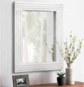 Wood Mirror Rectangular Framed Rustic Vintage Mirrors Decor Farmhouse Bedroom Bathroom Mirror for Dressing Table Entrance Small 16"x12" White