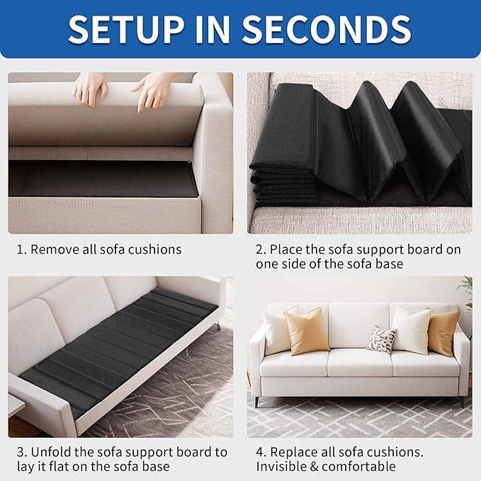 Heavy Duty Sofa Cushion Support Board for Sagging Sofas, 21.5''x 70'' Laminated Wood Sofa Cushion Support Board, Deep Support and Seat Protection