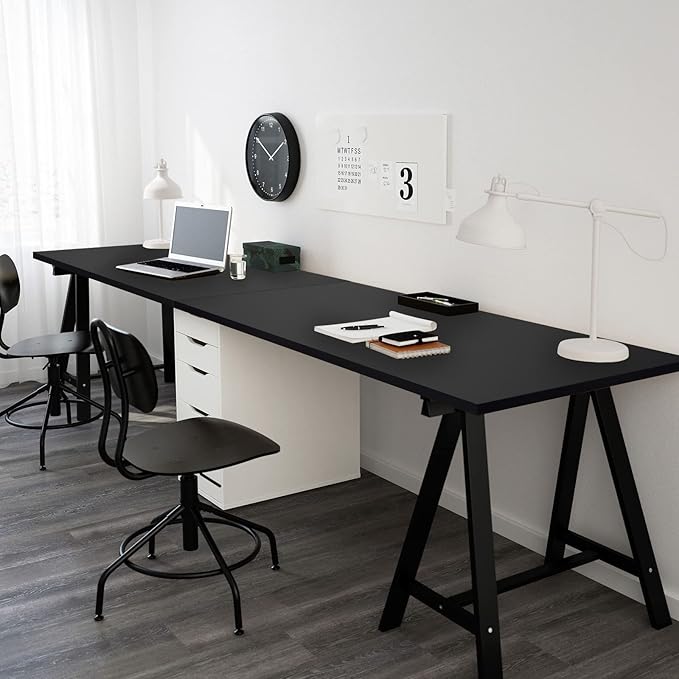 Kaboon Black Table Top 23.62" D x 59.1" W, Solid One-Piece Desktop, Universal Wood Countertop, Reversible Laminate Top, Double Desks, L-Desk DIY, for Home and Commercial