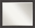 Amanti Art Brown Wall Mirror 26x32 Rustic Plank Espresso Narrow Rectangle Bathroom Mirror for Wall Decor Living Room, Large Rustic Farmhouse Frame, Hangs Horizonally and Vertically, Bathroom Decor