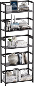 5-Tier Bamboo Wood Ladder Bookshelf, Tall Display Storage Shelf, Large Bookcase Modern Industrial Stand Organizer for Home, Office, Living Room, Kitchen, Bedroom, Black