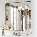 WEER Bronze Bathroom Mirror 36x36 Inch, Farmhouse Oil Rubbed Frame for Wall, Aluminum Alloy Brushed Metal, Vanity, Tempered Glass, Anti-Rust (Horizontal/Vertical)