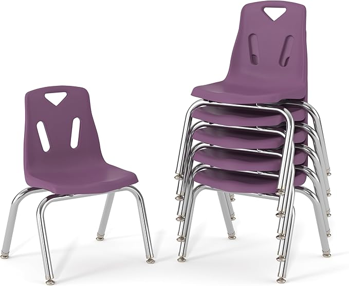 Berries Jonti-Craft 8144JC6004 Stacking Chairs with Chrome-Plated Legs, 14" Height, Purple, Pack of 6