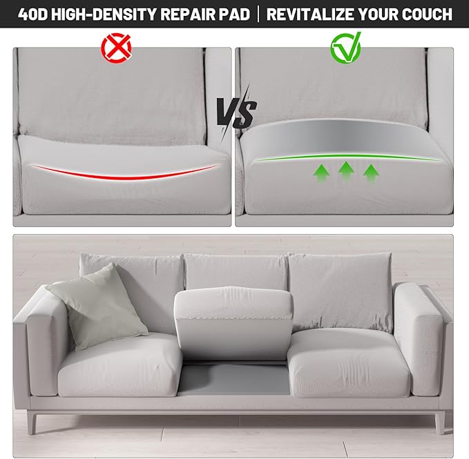 Couch Cushion Support for Sagging Seat - 20" x 20" High-Density Curved Foam Sofa Cushion Support Board, Couch Supporter for Under The Cushions, Grey Set of 3