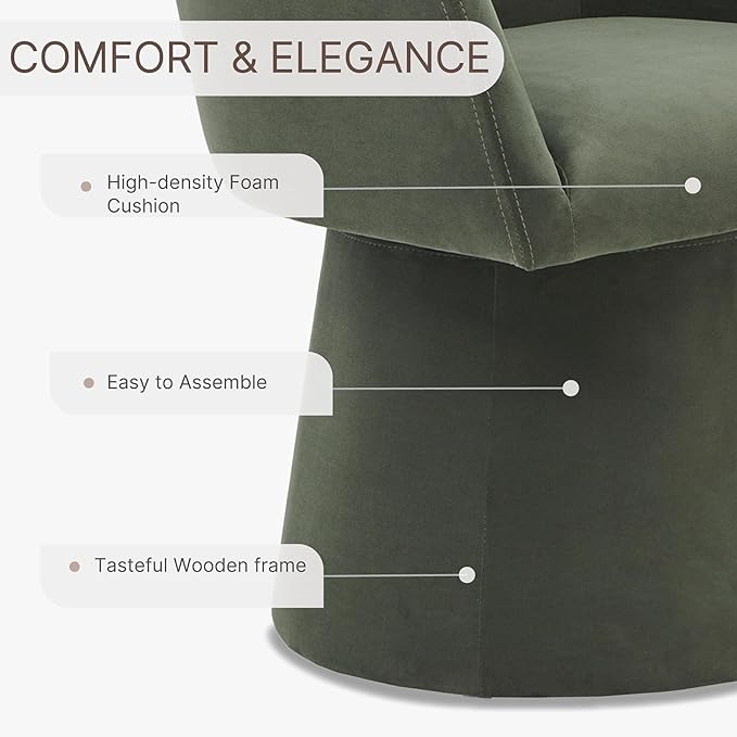 Swivel Dining Chairs Modern Accent Armchair Side Deskchair for Diningroom Vanity Bedroom Livingroom Reading Room,Green,1 Box