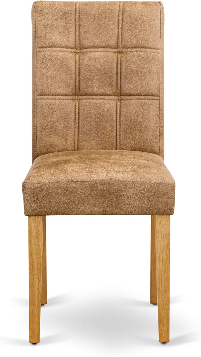 East West Furniture ANAS5-OAK-28 5 Piece Mid Century Dining Set Includes A Dinning Table and 4 Brown Textured Polyester Fabric Padded Chairs, Oak