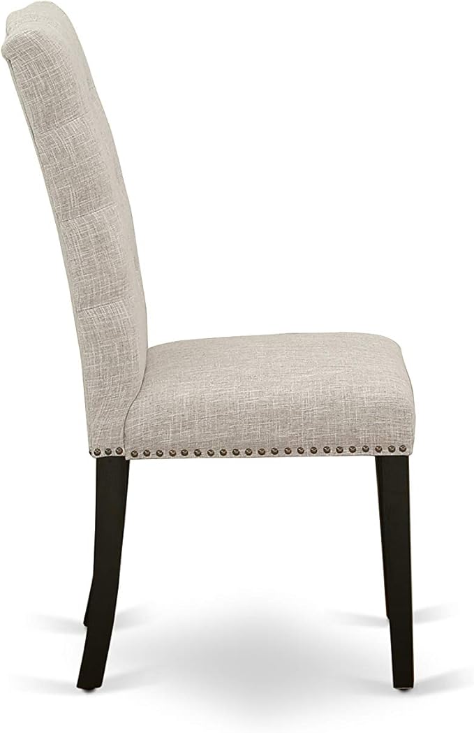 East West Furniture X697EL635-5 5 Piece Dining Set Includes a Rectangle Dining Room Table with X-Legs and 4 Doeskin Linen Fabric Upholstered Parson Chairs, 40x72 Inch, Multi-Color