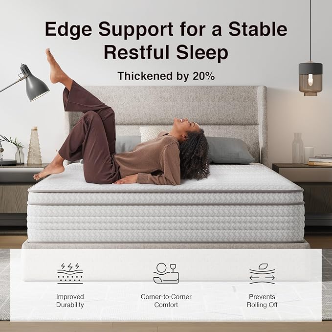 Novilla Full Size Mattress, 14 Inch Full Mattresses in a Box with Smarts™ Pocket Coil for Pressure Relief, Medium Firm Foam and Spring Hybrid Colchones with CertiPUR-US Certified