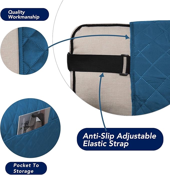 PureFit Reversible Sofa Cover Water Resistant Chair Couch Cover, Machine Washable Furniture Cover with Non-Slip Foam and Adjustable Strap for Dogs, Pets (Chair, Peacock Blue/Ivory)