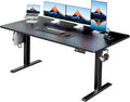HUANUO 63" x 28" Electric Standing Desk Adjustable Height, 4 Memory Height Settings, Headphone Hook, Cable Manager, Sit Stand Up Desk for Home Office & Computer Workstation, Black