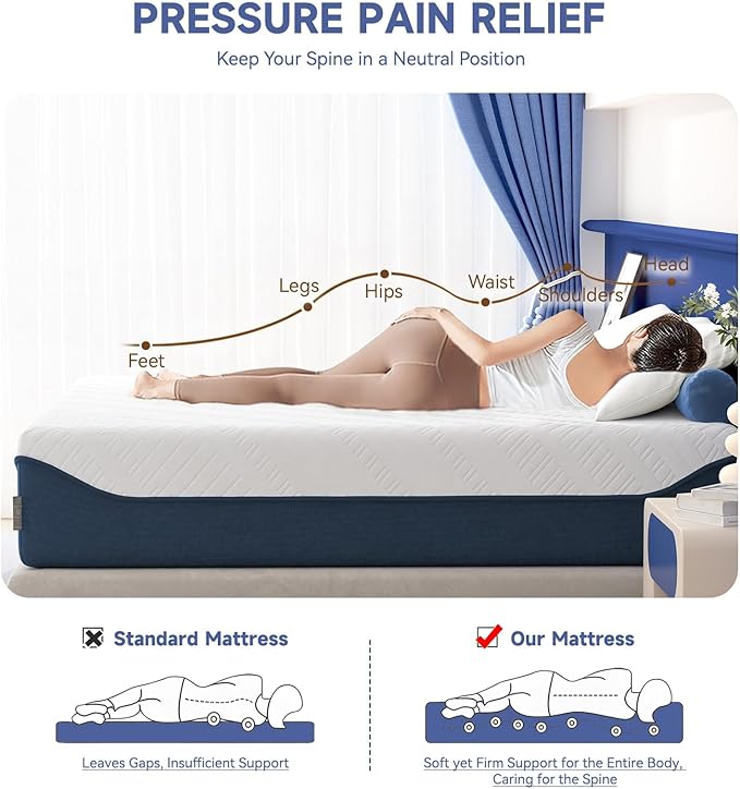 SDHYL Twin Mattress, 12 Inch Gel Infused Memory Foam Mattress for Good Sleep, Bed in a Box Mid Firm CertiPUR-US Certified & Fiberglass Free, Washable Cover, 75"*39"