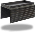DETOR Couch Arm Tray, TV Tray with Capacious 12.4" x 5.4" Storage Box, Bamboo Grain Stained Black Color, Enhanced Nonslip Felt Bottom, Sturdy Bamboo Slats Material | for Armrests 6" and Wider