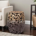Howard Elliott Olive Leaf Round Side Table & Stool, Unique Bronze Finish Cast Aluminum Bedside Table, Modern Accent Decoration Side End Table for Living Room, Balcony & Bedroom, 17 x 16.25 Inch