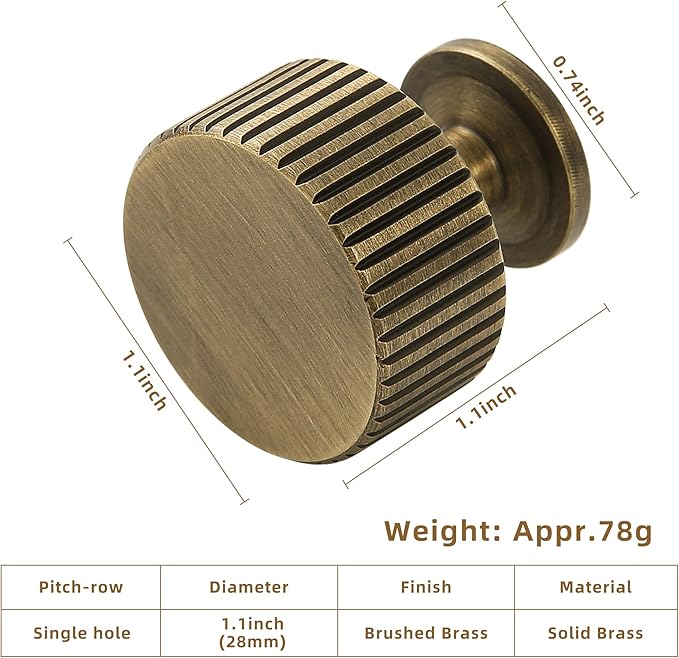 Antique Brass Kitchen Cabinet Knob - Bronze Dresser Drawer Knob 6 Pack, Brass Handles for Bathroom Bedroom Closet Wardrobe,Furniture Hardware pulls