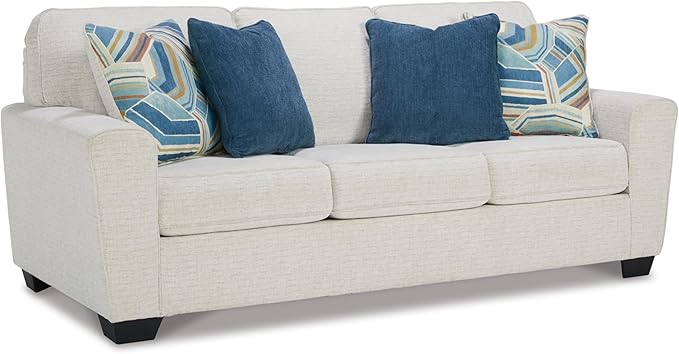 Signature Design by Ashley Cashton Casual 2-in-1 Sofa Sleeper with Folding Gel Memory Foam Mattress, Queen, White