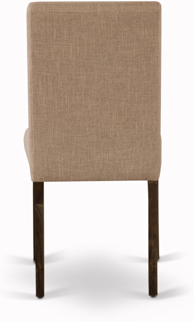 East West Furniture V797AB747-5 5 Piece Modern Dining Table Set Includes a Rectangle Wooden Table with V-Legs and 4 Light Sable Linen Fabric Parsons Dining Chairs, 40x72 Inch, Multi-Color