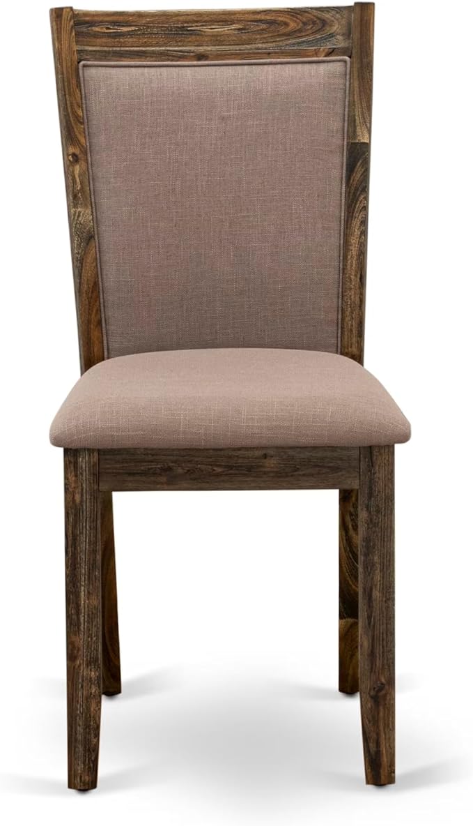 East West Furniture V777MZ748-5 5 Piece Dining Room Furniture Set Includes a Rectangle Dining Table with V-Legs and 4 Coffee Linen Fabric Upholstered Chairs, 40x72 Inch, Multi-Color