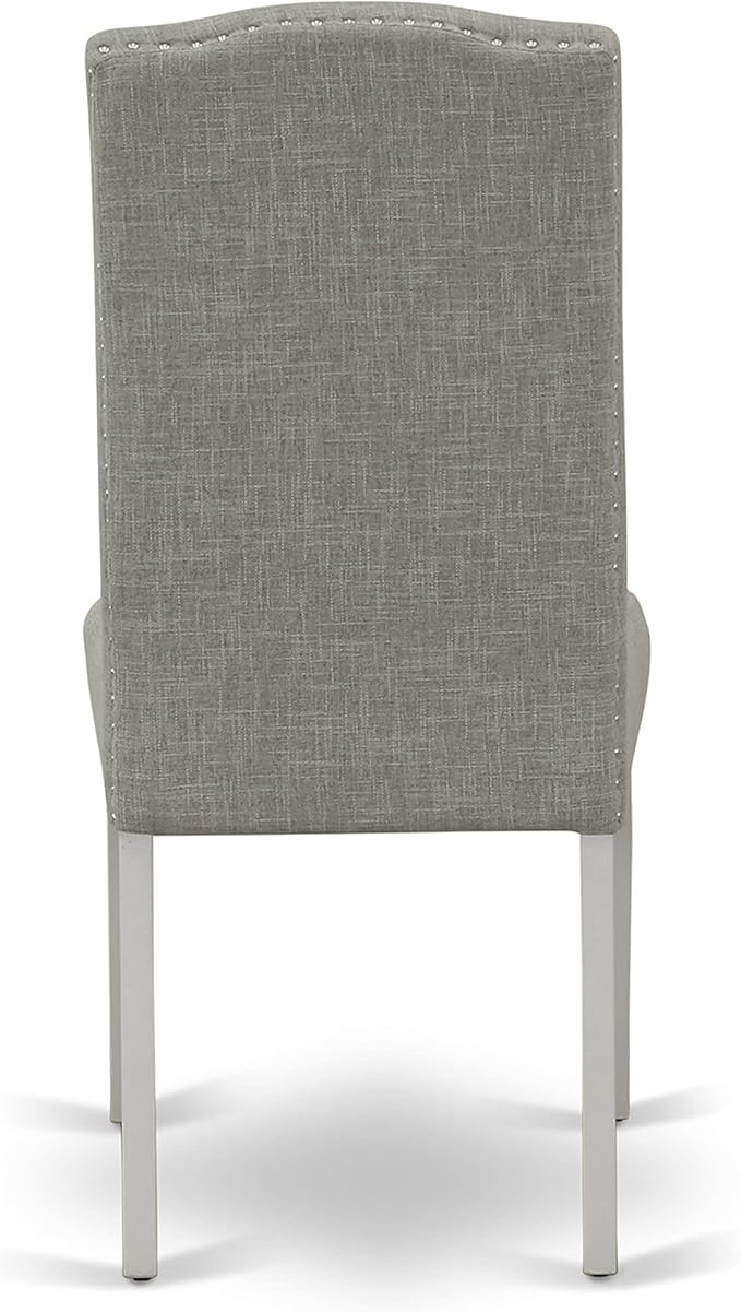 East West Furniture X027EN206-7 7 Piece Dining Room Furniture Set Consist of a Rectangle Dining Table with X-Legs and 6 Dark Shitake Linen Fabric Parsons Chairs, 40x72 Inch, Multi-Color