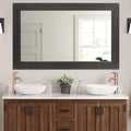 YOSHOOT Hand-Made Wooden Spliced Wall Mirror for Bathroom, Rustic Farmhouse Vanity Mirror, Décor Wall Art, Solid Wood Frame, Vertical or Horizontal Hanging, 60" x 30", Black