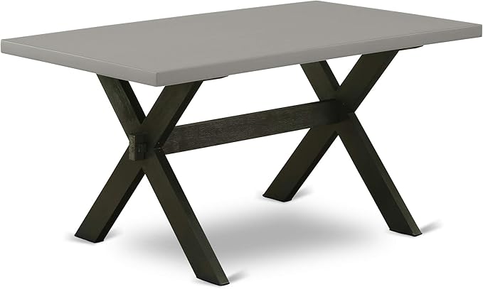 East West Furniture X697EL635-6 6 Piece Dining Table Set Contains a Rectangle Dining Room Table with X-Legs and 4 Doeskin Linen Fabric Parson Chairs with a Bench, 40x72 Inch, Multi-Color
