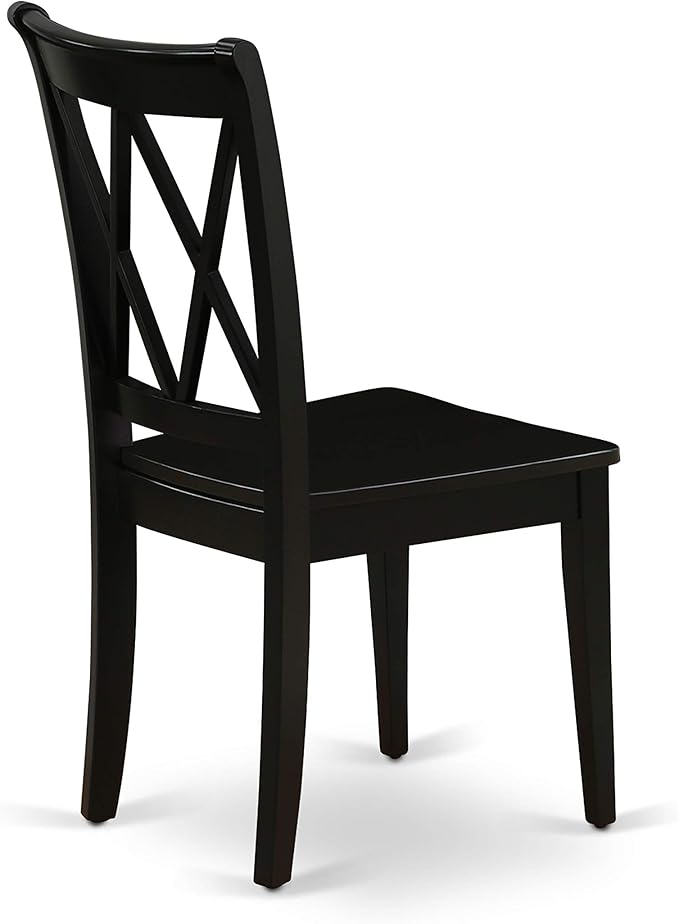 East West Furniture SHCL5-BLK-W 5 Piece Dining Room Table Set Includes a Round Wooden Table with Pedestal and 4 Kitchen Dining Chairs, 42x42 Inch, Black