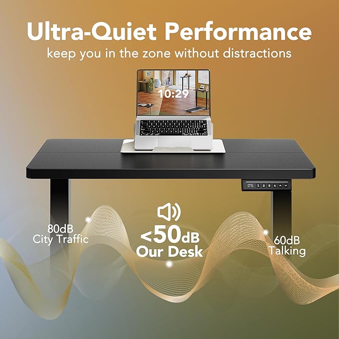 HUANUO 63 x 28 inch Electric Standing Desk Adjustable Height, 4 Memory Height Settings, Sit Stand Up Desk for Home Office & Computer Workstation, Black