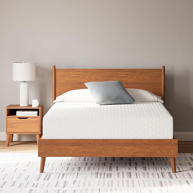Signature Design by Ashley Full Size Chime 12 Inch Medium Firm Memory Foam Mattress with Green Tea & Charcoal Gel for Pressure Relief, Fiberglass Free, Mattress In A Box