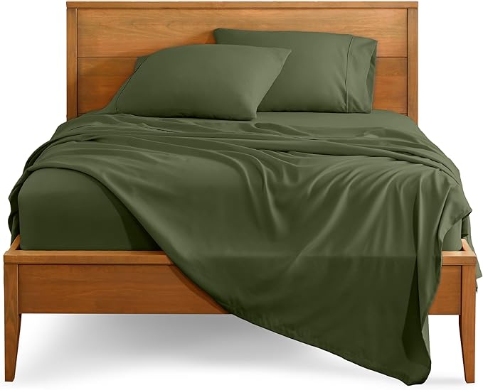 Bare Home Queen Sheet Set - Luxury 1800 Ultra-Soft Microfiber - Double Brushed - Deep Pockets - Easy Fit - 4 Piece Set - Bedding Sheets & Pillowcases (Queen, Cypress)