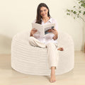 Memory Foam Bean Bag Chair for Adults/Teens, Bean Bag Sofa with Fluffy Removable Cover, for Living Room Bedroom, 3FT White