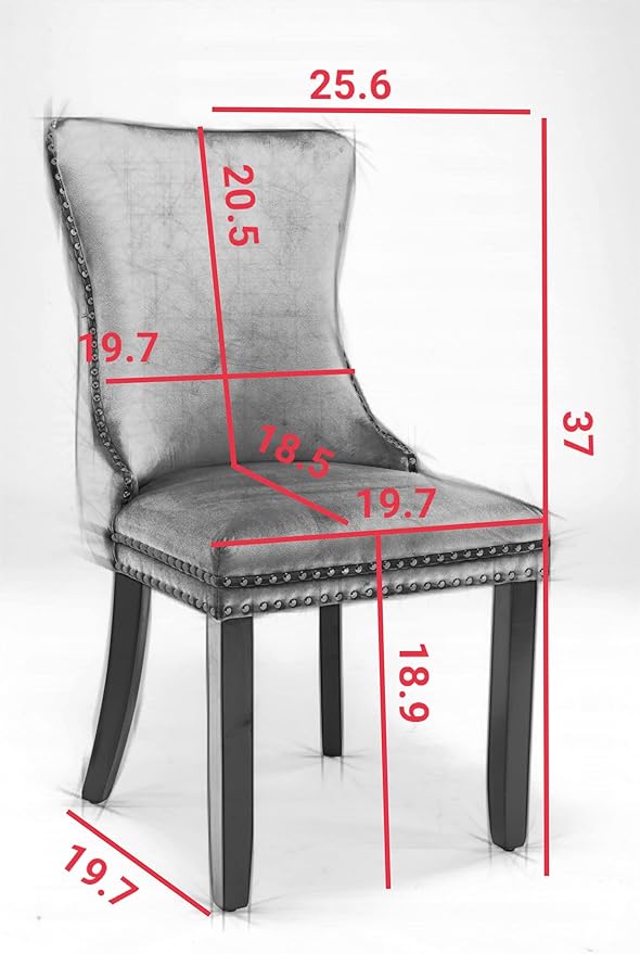 PacknWood Acosure Set of 2 Velvet Upholstered Wing-Back Dining Chair with Backstitching Nailhead Trim,Exquisite Furniture Stool W/Wood Legs,for Kitchen,Sitting Room,Light Blue