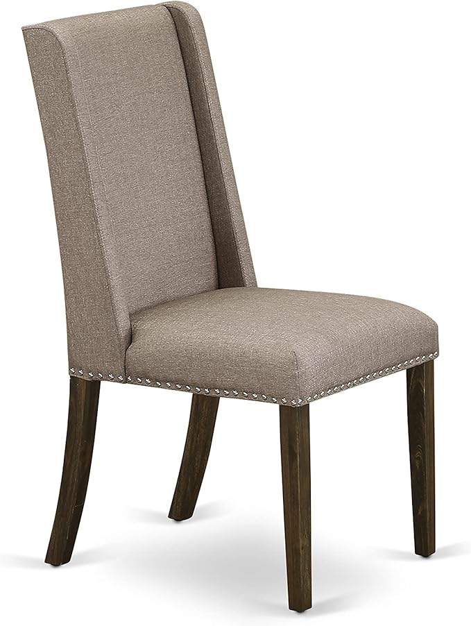 East West Furniture X777FL716-5 5 Piece Dining Set Includes a Rectangle Dining Room Table with X-Legs and 4 Dark Khaki Linen Fabric Upholstered Parson Chairs, 40x72 Inch, Multi-Color